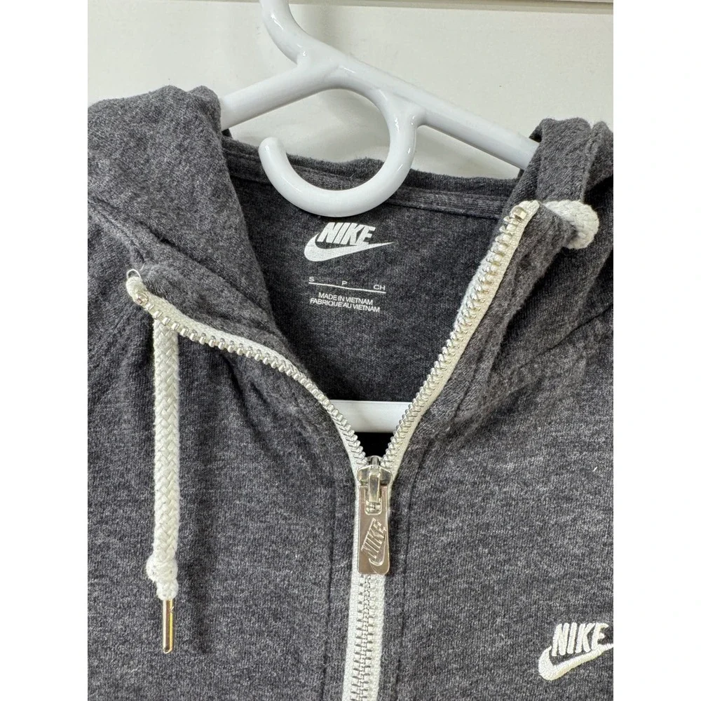 Nike Sportswear Gym Vintage Full Zip Hoodie Charcoal Heather Gray Womens Small